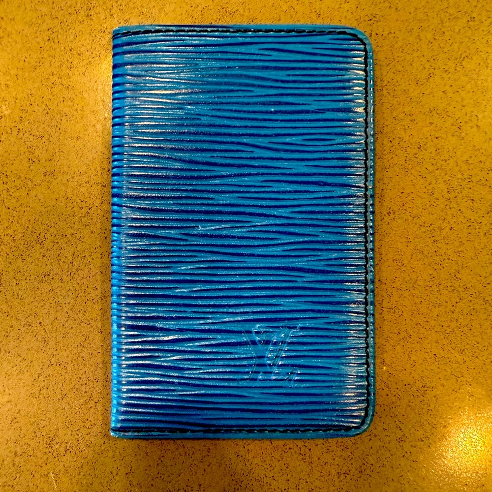 Louis Vuitton Blue Epi Leather Porte Cartes Card Holder Wallet Case